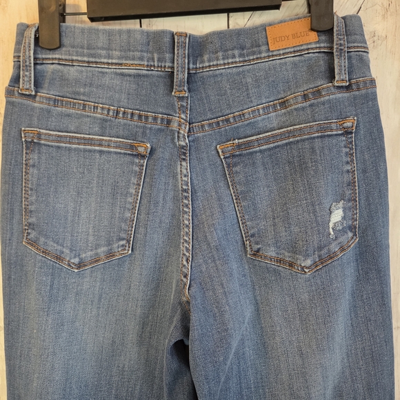 Judy Blue Blue Distressed Boyfriend Jeans - Picture 6 of 8